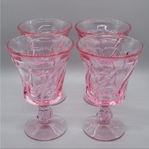 Fostoria Jamestown 5 7/8" Pink Swirl Wine Water Goblets Glasses Vintage Lot 4